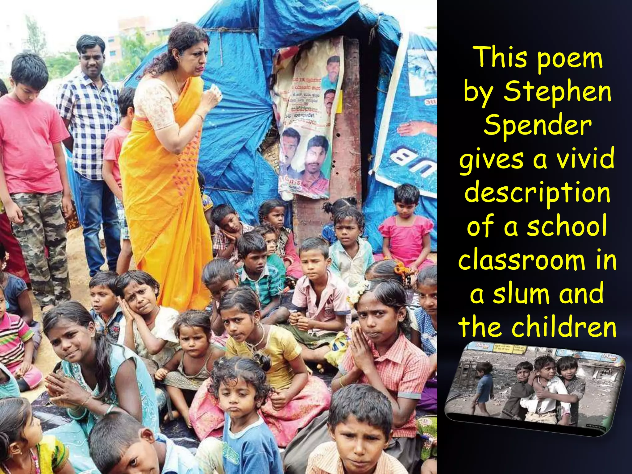 An elementary school classroom in slum PPT