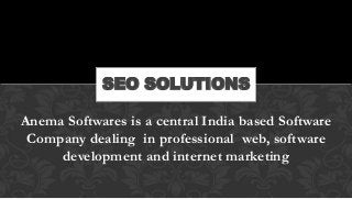 Anema Softwares is a central India based Software
Company dealing in professional web, software
development and internet marketing
SEO SOLUTIONS
 