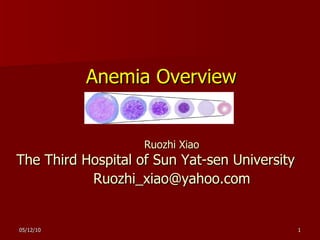 Anemia Overview Ruozhi Xiao The Third Hospital of Sun Yat-sen University [email_address] 