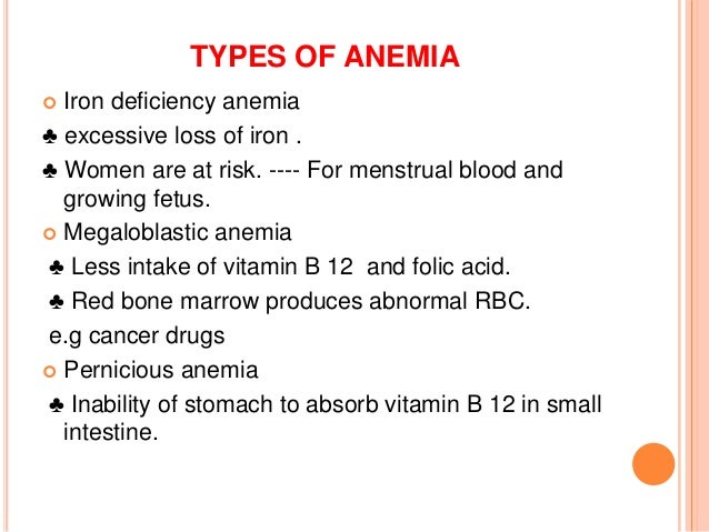 anemia types of anemia chart