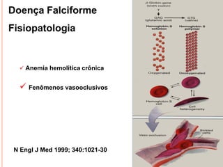 Doença Falciforme
Fisiopatologia


   Anemia hemolítica crônica


   Fenômenos vasooclusivos




 N Engl J Med 1999; 340:1021-30
 