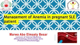 Marwa Abo Elmaaty Besar
Lecturer of Internal Medicine
(Rheumatology Immunology Unit)
(Pediatric Rheumatology)
Management of Anemia in pregnant SLE
patient
 