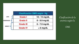 Clasificación de la
anemia según la
OMS
 