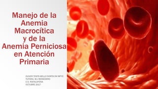 Manejo de la
Anemia
Macrocítica
y de la
Anemia Perniciosa
en Atención
Primaria
OLIVER TOSTE-BELLO DORTA R4 MFYC
TUTORA: M.J MONEDERO
C.S. RAFALAFENA
OCTUBRE 2017
 
