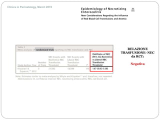 Clinics in Perinatology, March 2019
RELAZIONE
TRASFUSIONE- NEC
da RCT:
Negativa
 