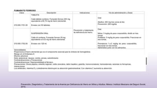 Prevención, Diagnóstico y Tratamiento de la Anemia por Deficiencia de Hierro en Niños y Adultos. México: Instituto Mexicano del Seguro Social,
2010.
 