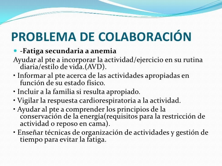 Problemas De Colaboracion Enfermeria Ejemplos Anemias en el niño