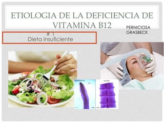 ETIOLOGIA DE LA DEFICIENCIA DE
VITAMINA B12
# 1
Dieta insuficiente
PERNICIOSA
GRASBECK
 