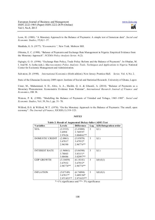 Research paper on balance of payments