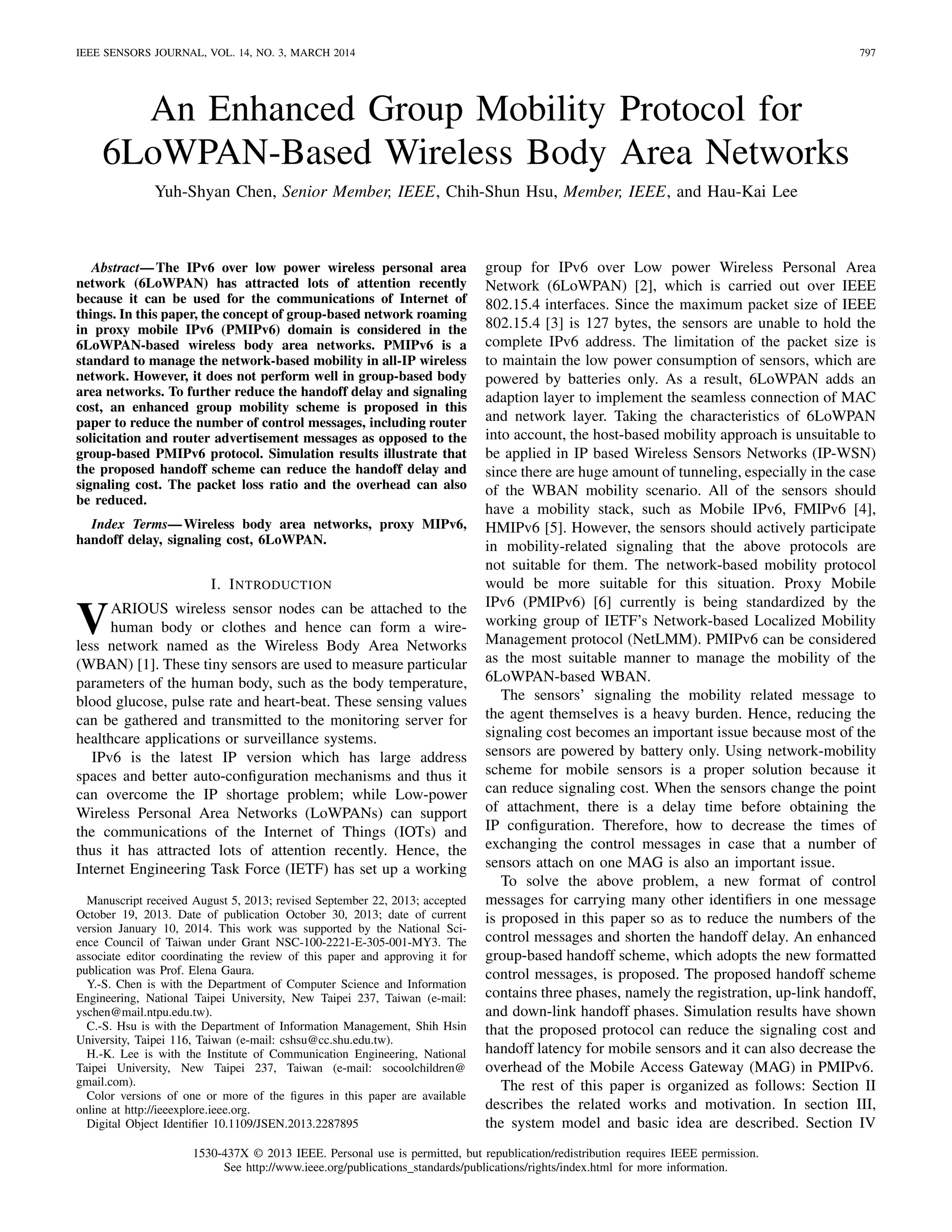 An enhanced group mobility protocol for 6 lowpan based wireless body ...