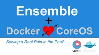 Docker CoreOS
Solving a Real Pain in the PaaS
Ensemble
+
 