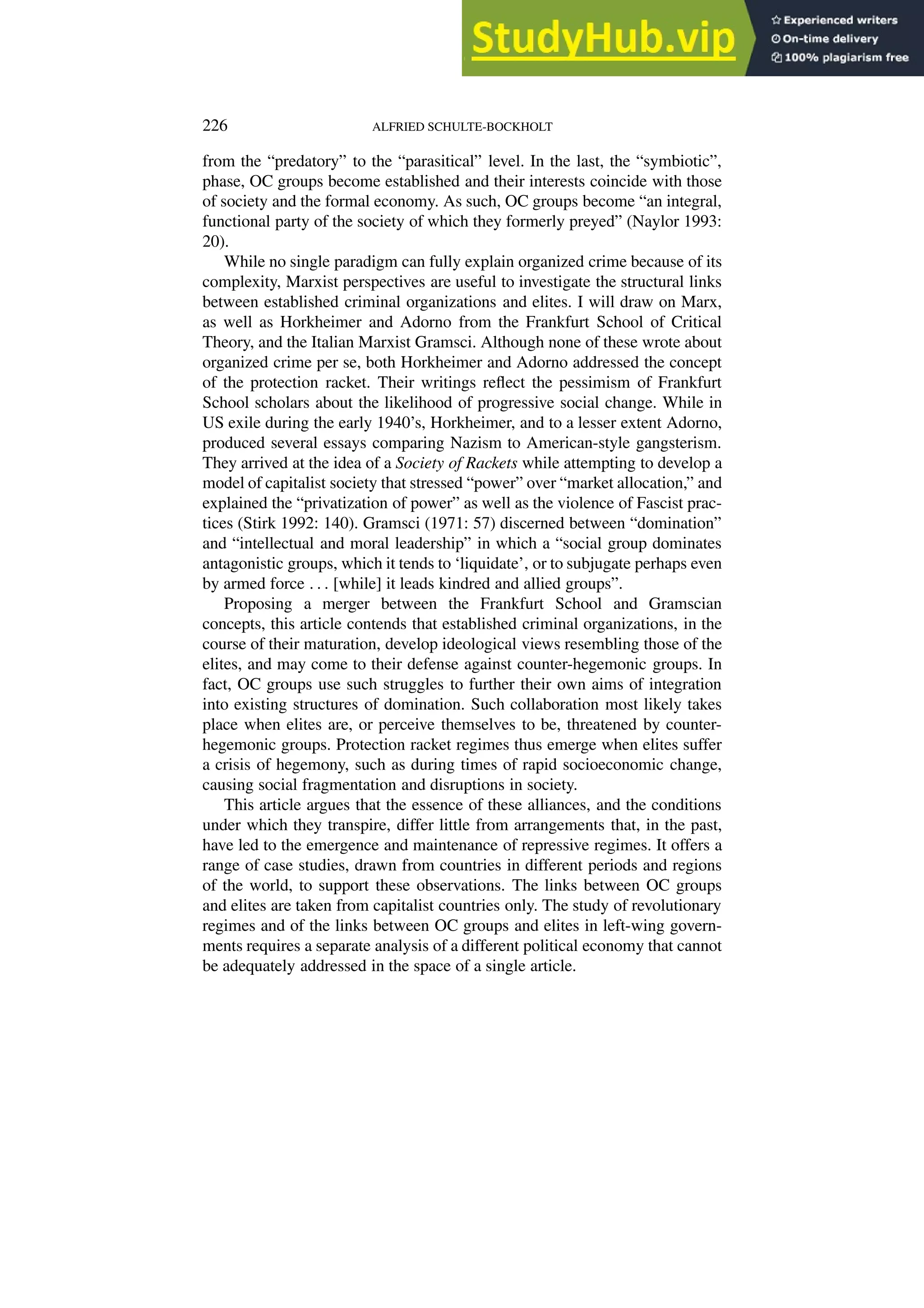 A Neo-Marxist Explanation Of Organized Crime | PDF