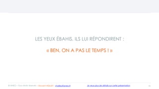 LES YEUX ÉBAHIS, ILS LUI RÉPONDIRENT :
« BEN, ON A PAS LE TEMPS ! »
10© ANEO – Tous droits réservés Je veux plus de détails sur cette présentation- Vincent HOLLEY : vholley@aneo.fr
 