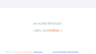 UN AUTRE RÉPONDIT :
« BEN, UN SYSTÈME ! »
17© ANEO – Tous droits réservés Je veux plus de détails sur cette présentation- Vincent HOLLEY : vholley@aneo.fr
 