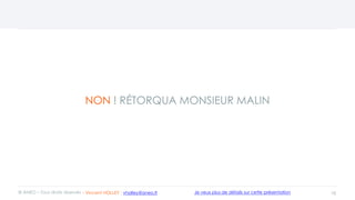 NON ! RÉTORQUA MONSIEUR MALIN
18© ANEO – Tous droits réservés Je veux plus de détails sur cette présentation- Vincent HOLLEY : vholley@aneo.fr
 