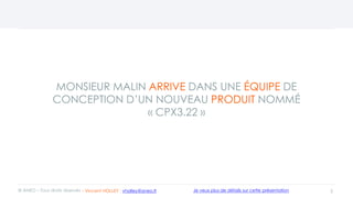 MONSIEUR MALIN ARRIVE DANS UNE ÉQUIPE DE
CONCEPTION D’UN NOUVEAU PRODUIT NOMMÉ
« CPX3.22 »
3© ANEO – Tous droits réservés Je veux plus de détails sur cette présentation- Vincent HOLLEY : vholley@aneo.fr
 