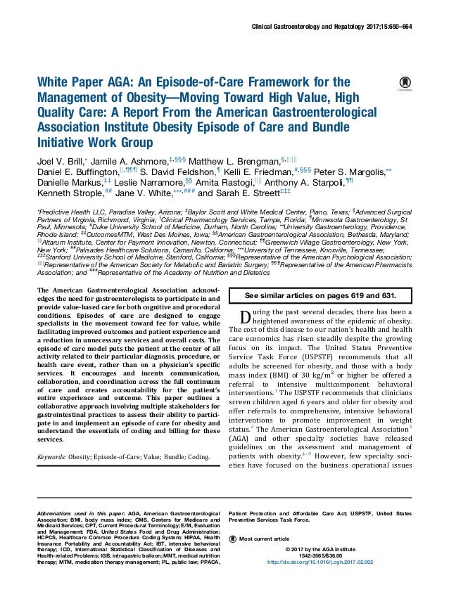 White Paper AGA An Episode Of Care Framework For The