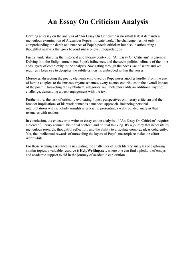 An essay on criticism analysis pdf poetry books and literature