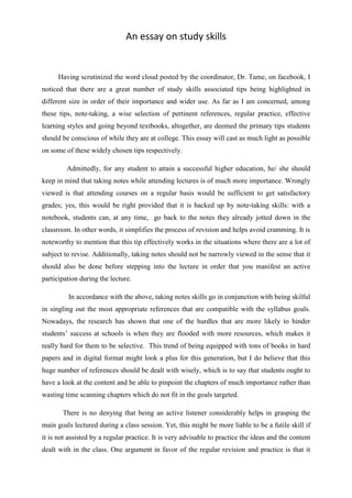 an essay on study skills study skills essay