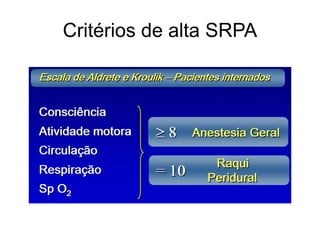 Critérios de alta SRPA
 