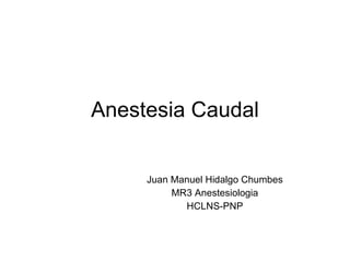 Anestesia Caudal Juan Manuel Hidalgo Chumbes MR3 Anestesiologia HCLNS-PNP 