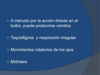 División de la etapa II: plano 1 de inconsciencia y sueño y plano 2 signos de decorticacion. Durante esta etapa los sentidos especiales (de origen cerebral) suele abolirse La visión es la primera que desaparece Y la audición es el ultimo en inhibirse Importante silencio en el quirófano