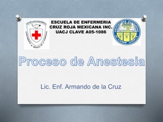 Lic. Enf. Armando de la Cruz
ESCUELA DE ENFERMERIA
CRUZ ROJA MEXICANA INC.
UACJ CLAVE A05-1086
 