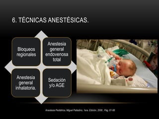 Laboratorios e ImágenesHemoglobina y Hematocrito en infantes.Procedimientosmínimos, ASA I:NADAEn razón de los hallazgos en la HistoriaClínica, ExamenFísicoy Cirugía. Texto de anestesiología Teorico-Practica, Dr. Antonio Aldrette 2da. Edición, Pág. 1086-1087, 2004Manual de Procedimientos Anestésicos en Cirugía Pediátrica, Dr. Espinosa, 2000  Anestesia de Miller, 7ma. Edición, 2010