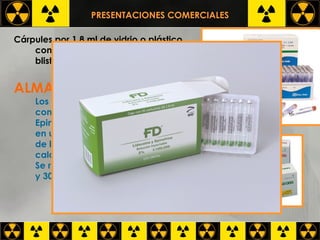 PRESENTACIONES COMERCIALES Cárpules por 1.8 ml de vidrio o plástico comercializados en caja por 5 blister de 10 unidades. ALMACENAMIENTO.  Los productos inyectables que contienen Lidocaína con o sin Epinefrina deben ser almacenados en un lugar fresco y seco, protegido de la incidencia directa de luz y calor o fuentes luminosas intensas. Se recomienda almacenar entre 15 y 30 °C.  