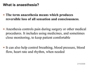 Anesthesia, Types of anesthesia, with Pharmacology | PPT