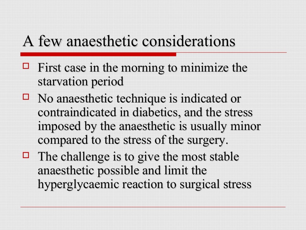 Anesthesia and diabetes