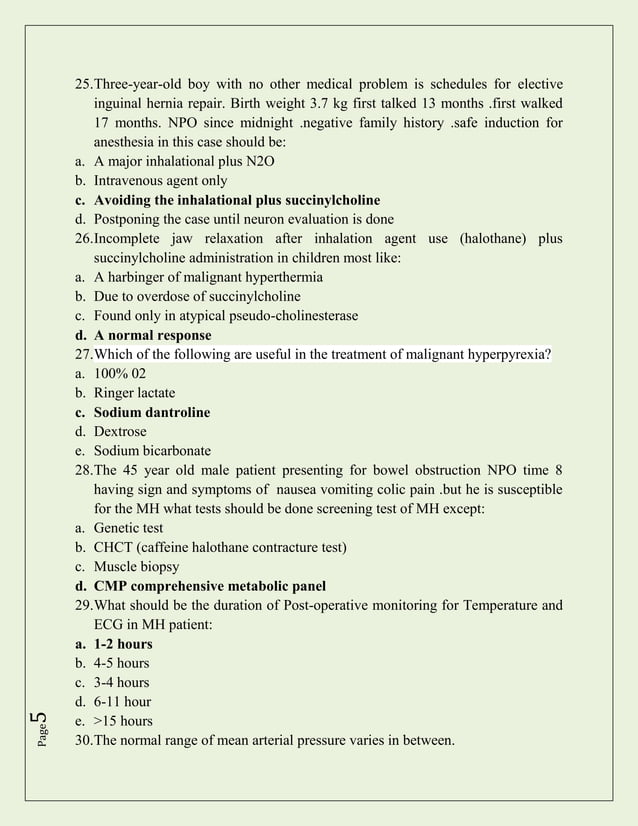 Anesthesia complications mcqs by israr ysfz