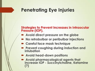 Anesthesia in ophthalmic surgery and complications | PPTX