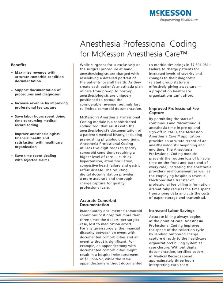 Anesthesia Professional Coding for McKesson Anesthesia Care™