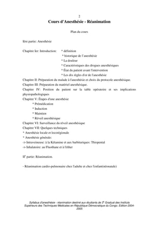 Anesthesie congo | PDF