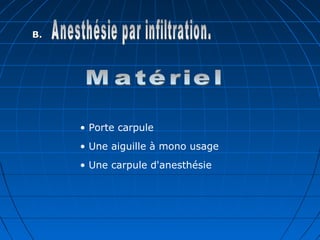 B.B.
• Porte carpule
• Une aiguille à mono usage
• Une carpule d'anesthésie
 