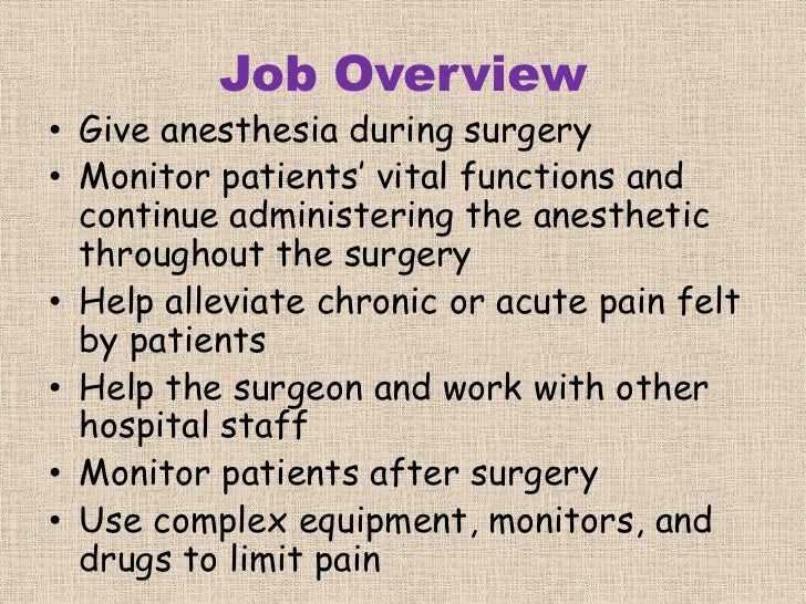 The Career of Anesthesiologist