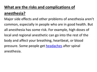 Anaesthetic Risks Anesthesiology | PPTX