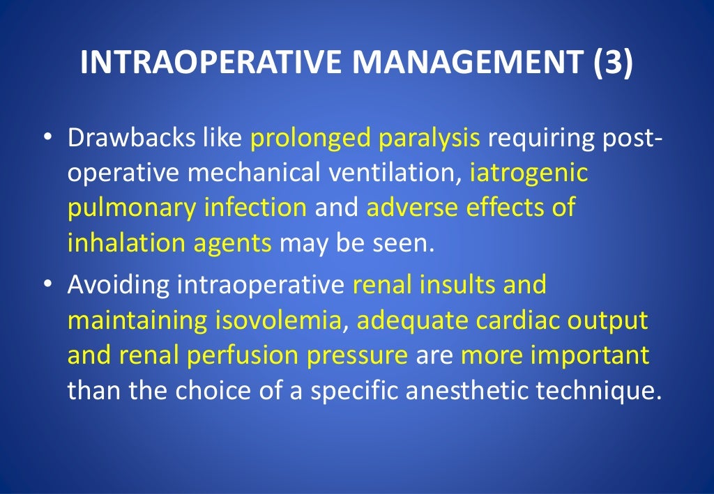 Anesthetic considerations for kidney transplant in an adult