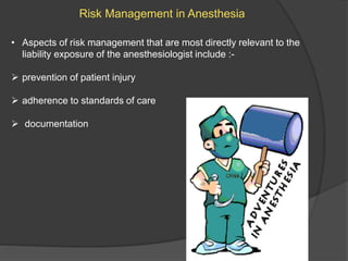 Anesthetic risk, quality improvement and liability | PPTX