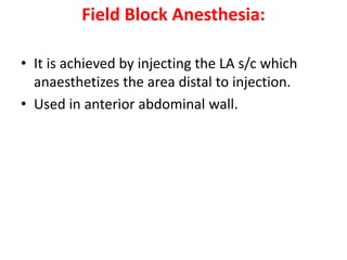 Local Anesthesia Field Block Local anesthetic drugs along with their classification uses and adverse ...