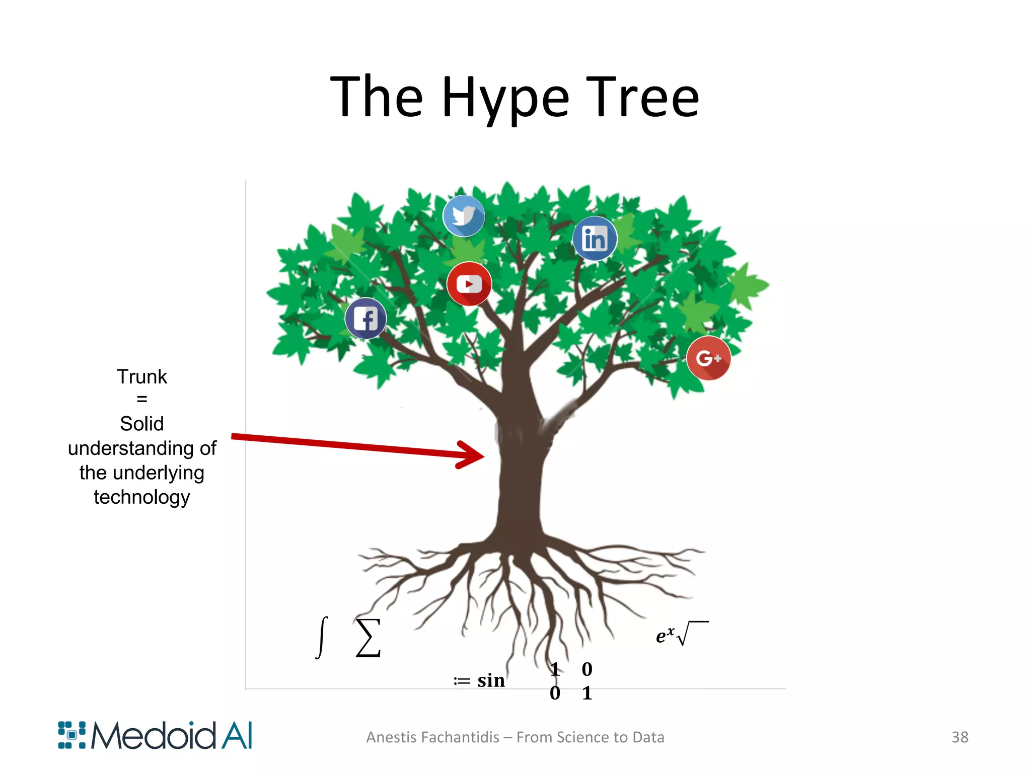 The Hype Tree
Trunk
=
Solid
understanding of
the underlying
technology
Anestis Fachantidis – From Science to Data 38
≔ 𝐬𝐢𝐧
𝟏 𝟎
𝟎 𝟏
' ( 𝒆 𝒙
 