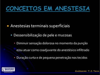  Anestesias Infiltrativas e por bloqueios
  ▪ Material
    ▪ Seringa carpule
    ▪ Agulha descartável
    ▪ Tubete anesté...