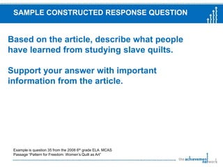 No “correct” answer (but must address topic specified by the prompt)