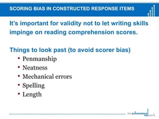  Uses Analytic Rubric and scored in two domains: Topic Development and Conventions