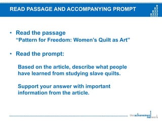 Student must answer the question asked and answer must be supported with details from the text