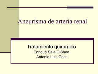 Aneurisma de arteria renal Tratamiento quirúrgico Enrique Sala O’Shea Antonio Luis Gost 