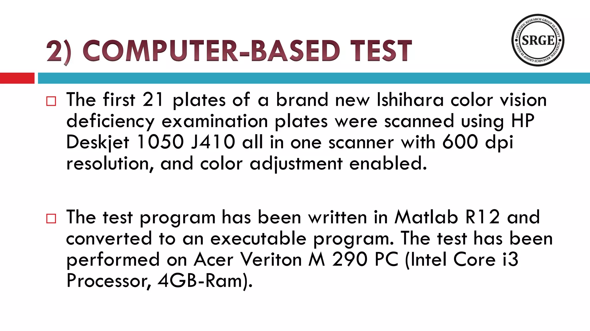 An evaluation of computer based color vision deficiency test egypt as a ...