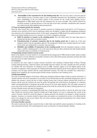 An evaluation of e banking services on customer satisfaction | PDF
