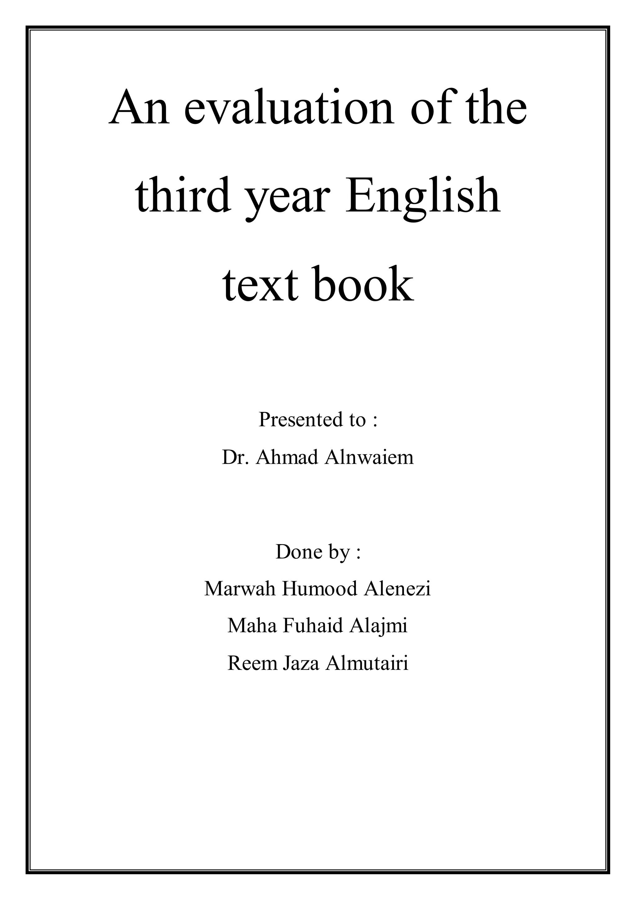 An Evaluation Of Grade 3 PDF An evaluation of grade 3 pdf